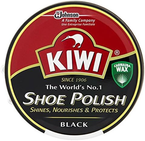 Kiwi black leather shoe - black, polish